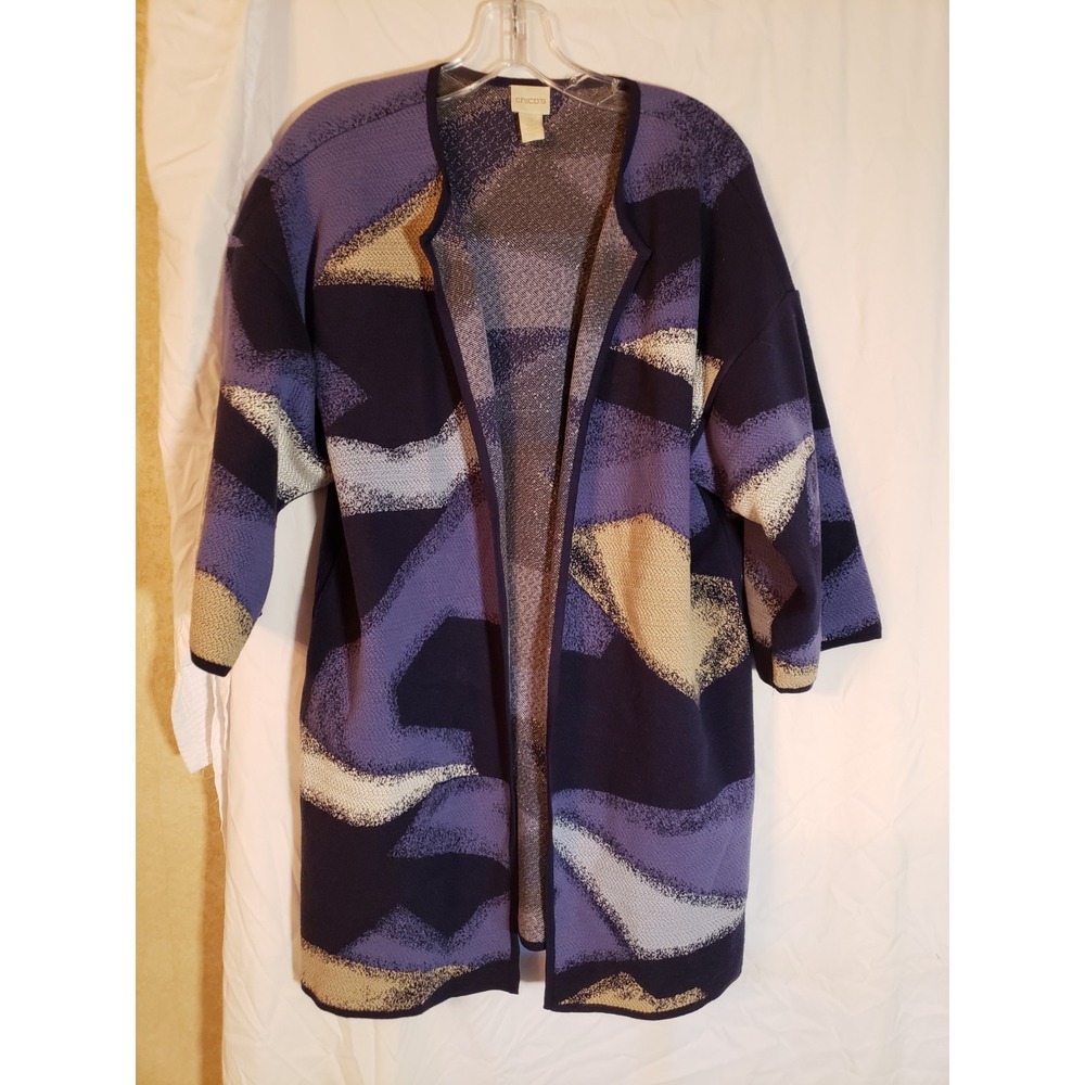 Women's Chicos Blue Print Cardigan Size 2